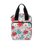 Cute Christmas Poinsettia Pattern Print Bible Tote Bag
