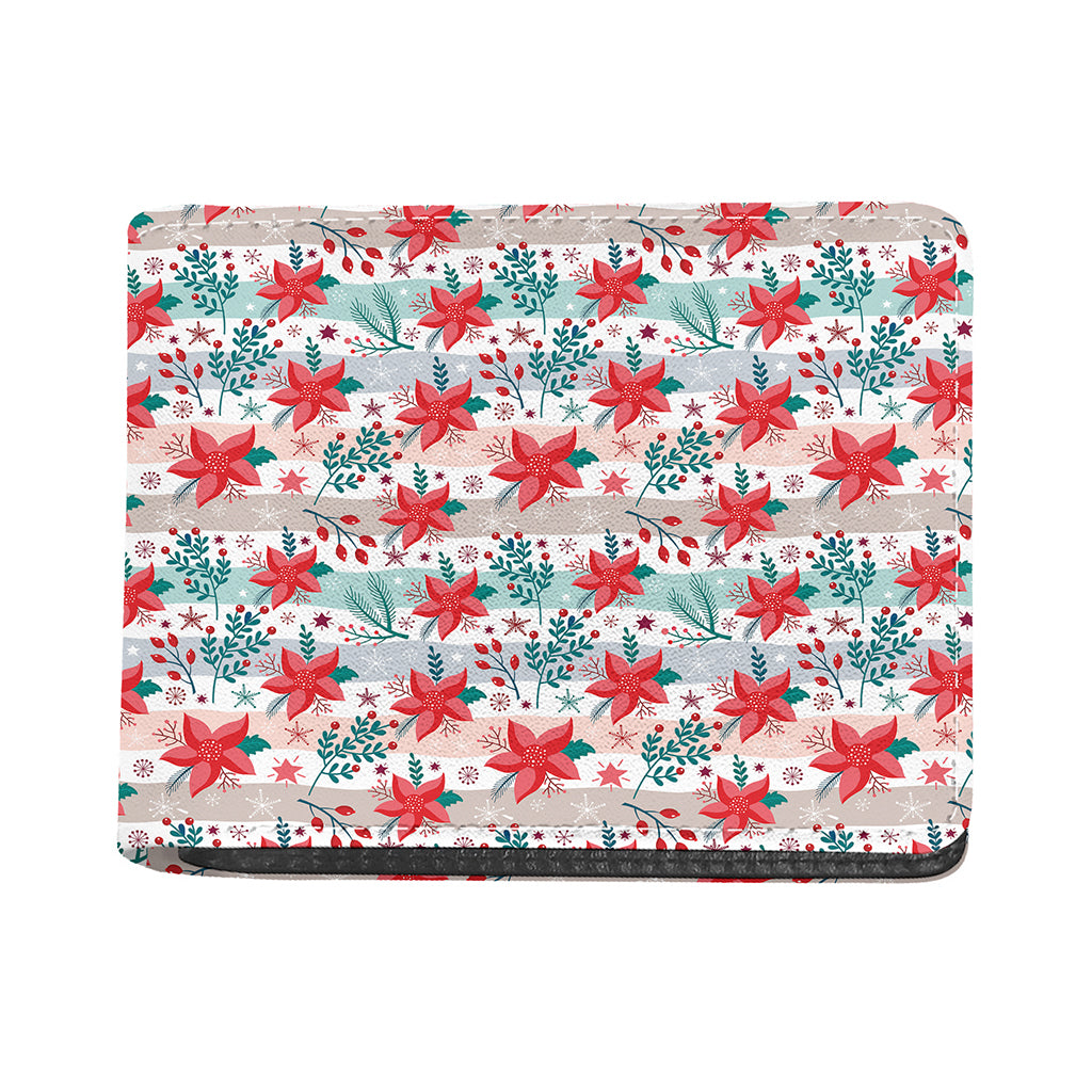 Cute Christmas Poinsettia Pattern Print Bifold Wallet