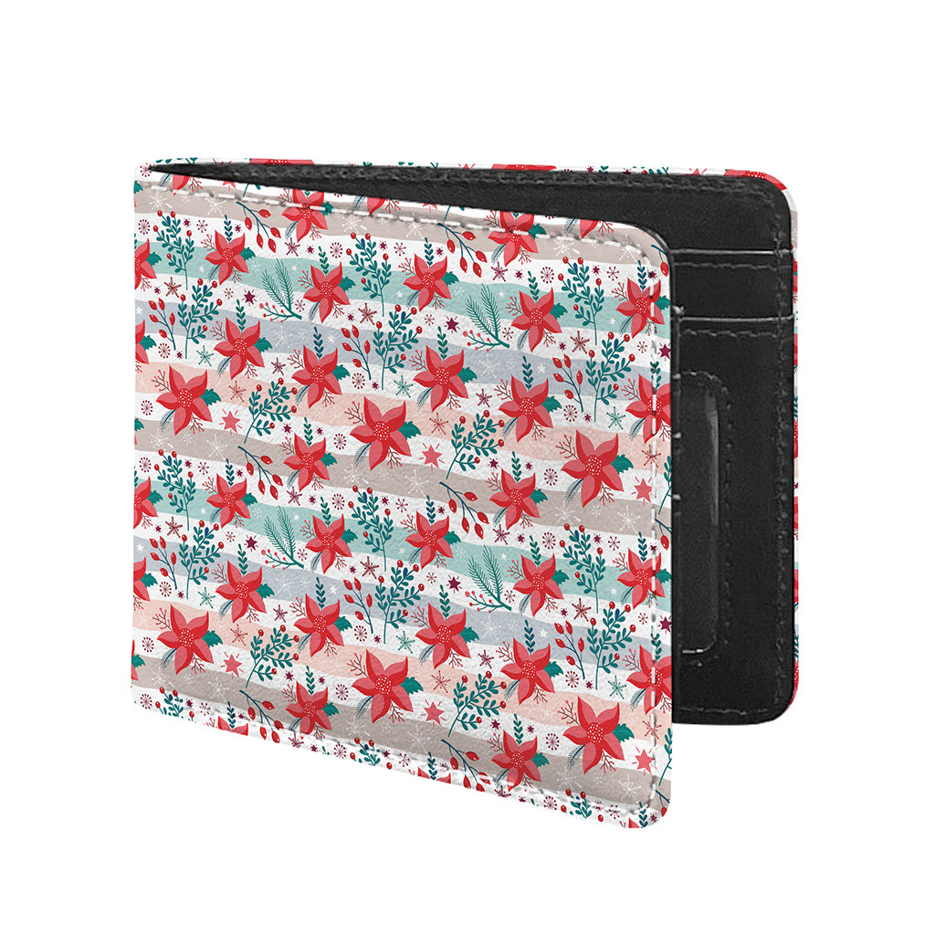 Cute Christmas Poinsettia Pattern Print Bifold Wallet