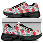 Cute Christmas Poinsettia Pattern Print Black Chunky Shoes
