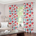 Cute Christmas Poinsettia Pattern Print Dimout Grommet Curtains