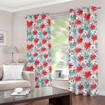 Cute Christmas Poinsettia Pattern Print Blackout Grommet Curtains