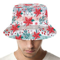 Cute Christmas Poinsettia Pattern Print Bucket Hat