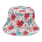 Cute Christmas Poinsettia Pattern Print Bucket Hat