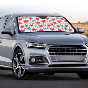 Cute Christmas Poinsettia Pattern Print Car Windshield Sun Shade