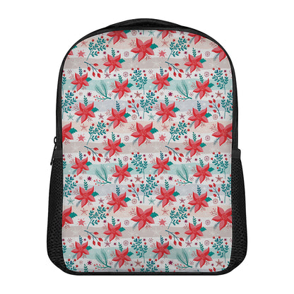 Cute Christmas Poinsettia Pattern Print Casual Backpack
