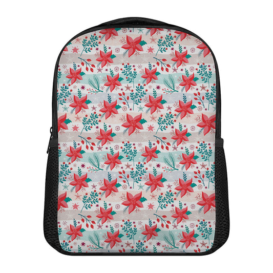 Cute Christmas Poinsettia Pattern Print Casual Backpack