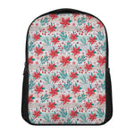 Cute Christmas Poinsettia Pattern Print Casual Backpack