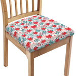 Cute Christmas Poinsettia Pattern Print Chair Cushion Cover