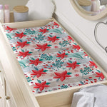 Cute Christmas Poinsettia Pattern Print Changing Pad Cover