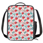 Cute Christmas Poinsettia Pattern Print Crossbody Lunch Bag