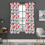 Cute Christmas Poinsettia Pattern Print Curtain