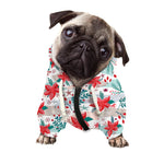 Cute Christmas Poinsettia Pattern Print Dog Zip Up Hoodie