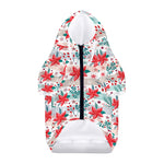 Cute Christmas Poinsettia Pattern Print Dog Zip Up Hoodie