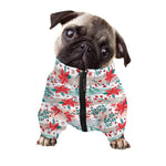 Cute Christmas Poinsettia Pattern Print Dog Zip Up Jacket