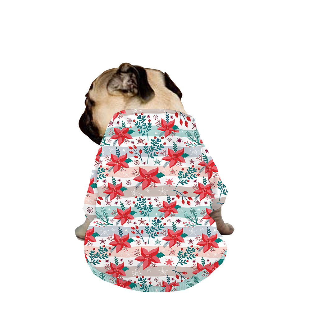Cute Christmas Poinsettia Pattern Print Dog Zip Up Jacket