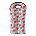 Cute Christmas Poinsettia Pattern Print Double Neoprene Wine Tote