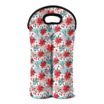Cute Christmas Poinsettia Pattern Print Double Neoprene Wine Tote