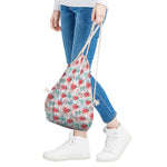 Cute Christmas Poinsettia Pattern Print Drawstring Bag