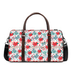 Cute Christmas Poinsettia Pattern Print Duffle Bag