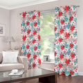 Cute Christmas Poinsettia Pattern Print Extra Wide Grommet Curtains