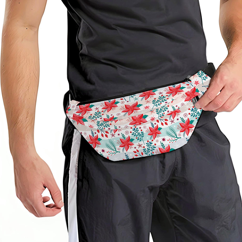 Cute Christmas Poinsettia Pattern Print Fanny Pack