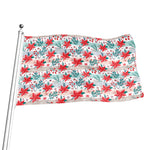 Cute Christmas Poinsettia Pattern Print Flag