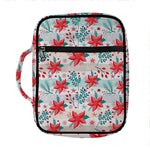 Cute Christmas Poinsettia Pattern Print Front Pocket Bible Bag