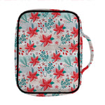 Cute Christmas Poinsettia Pattern Print Front Pocket Bible Bag