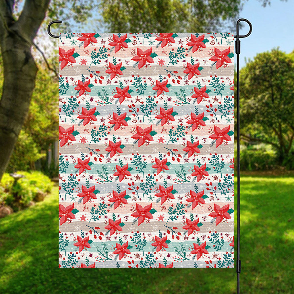Cute Christmas Poinsettia Pattern Print Garden Flag