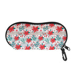 Cute Christmas Poinsettia Pattern Print Glasses Case