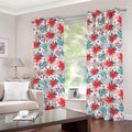 Cute Christmas Poinsettia Pattern Print Grommet Curtains