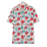 Cute Christmas Poinsettia Pattern Print Hawaiian Shirt