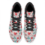 Cute Christmas Poinsettia Pattern Print High Top Leather Sneakers