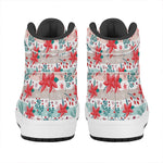 Cute Christmas Poinsettia Pattern Print High Top Leather Sneakers