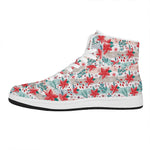 Cute Christmas Poinsettia Pattern Print High Top Leather Sneakers