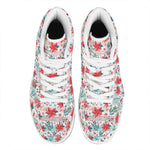 Cute Christmas Poinsettia Pattern Print High Top Leather Sneakers