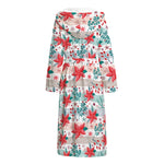 Cute Christmas Poinsettia Pattern Print Hooded Bathrobe