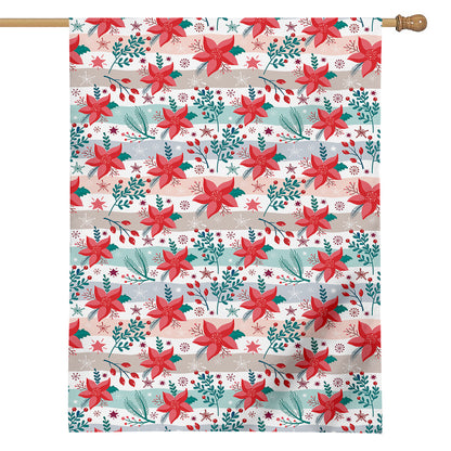 Cute Christmas Poinsettia Pattern Print House Flag
