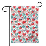 Cute Christmas Poinsettia Pattern Print House Flag
