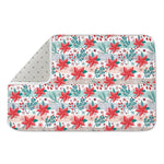 Cute Christmas Poinsettia Pattern Print Indoor Door Mat