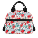 Cute Christmas Poinsettia Pattern Print Insulated Lunch Bag