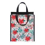 Cute Christmas Poinsettia Pattern Print Insulated Lunch Tote