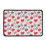 Cute Christmas Poinsettia Pattern Print Kitchen Mat