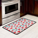 Cute Christmas Poinsettia Pattern Print Kitchen Mat