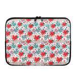 Cute Christmas Poinsettia Pattern Print Laptop Sleeve