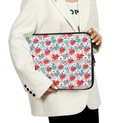 Cute Christmas Poinsettia Pattern Print Laptop Sleeve