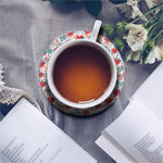 Cute Christmas Poinsettia Pattern Print Leather Coaster Set