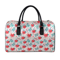 Cute Christmas Poinsettia Pattern Print Leather Duffel Bag