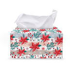 Cute Christmas Poinsettia Pattern Print Leather Tissue Box Cover